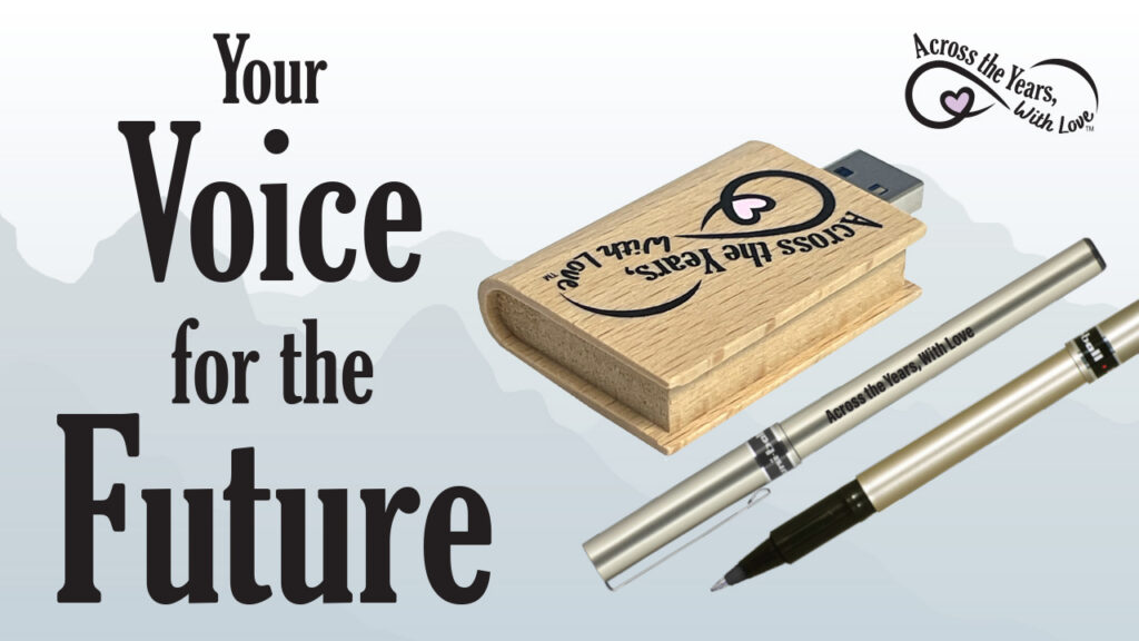 Text says, "Your Voice for the Future". Image of the 32GB Flash Drive and Ink Pens.
